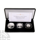 British Milled Coins - Alderney - Elizabeth II - 2018 - JM 65th Anniversary Proof Silver £1, £2, and £5 Set [3]
Dated 2018 A.D. Silver proofs. Obv: p...