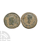 Ancient Roman Provincial Coins - Tiberius - Spain - Augustus and Livia AE Dupondius
14-19 A.D. Romula mint. Obv: PERM DIVI AVG COL ROM legend bust ra...