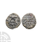 Ancient Roman Provincial Coins - Claudius for Agrippina - Judea - AE Prutah
54 A.D. Jerusalem mint, dated Year 14. Obv: TI KLAYDIOC KAICAR GERM aroun...