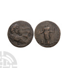 Ancient Roman Provincial Coins - Caracalla and Geta - Caria - Erased and Countermarked Large Bronze
209-211 A,D. Stratonikeia mint. Obv: AY KAI MA AY...