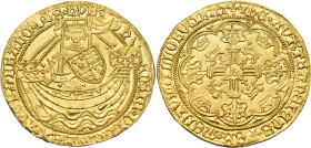 ENGLAND. Henry VI, First reign, 1422-1461. AV Noble (Gold, 34 mm, 6.96 g, 8 h), Rosette-mascle issue, Tower (London), c. 1430-1431. h-ЄnRIC’· DI’· GRΛ...