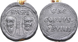 ITALY. Papal States. Gregory IX ( Ugolino di Conti), 1227-1241. Seal or Bulla (Lead, 40 mm, 57.85 g, 12 h), Rome. S PA S PE Nimbate facing heads of St...