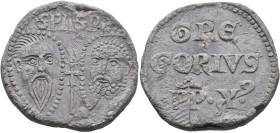 ITALY. Papal States. Gregory X (Teobaldo Visconti), 1271-1276. Seal or Bulla (Lead, 35 mm, 40.67 g, 12 h), Rome. S PA S PE Nimbate facing heads of St....