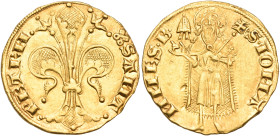 ITALY. Papal States. Urban V (Guillaume de Grimoard), 1362-1370. Fiorino d’oro (Gold, 20 mm, 3.52 g, 3 h), Avignon. (crossed keys) SAИT - PETRH Fleur-...