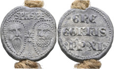 ITALY. Papal States. Gregory XI, 1370-1378. Seal or Bulla (Lead, 37 mm, 53.29 g, 12 h), born , (1370-1378), Avignon. S PA S PE Nimbate facing heads of...