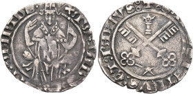 ITALY. Papal States. Martin V (Oddone Colonna), 1417-1431. Carlino (Silver, 23 mm, 2.02 g, 3 h), Avignon. MARTInUS · PP · QUInTUS · Martin V seated fa...