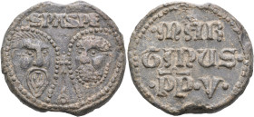 ITALY. Papal States. Martin V (Oddone Colonna), 1417-1431. Seal or Bulla (Lead, 38.5 mm, 50.96 g, 12 h), Rome. S PA S PE Nimbate facing heads of St. P...