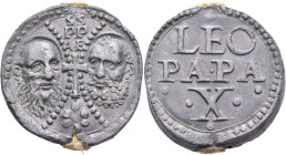 ITALY. Papal States. Leo X (Giovanni di Lorenzo de' Medici), 1513-1521. Seal or Bulla (Lead, 35 mm, 55.30 g, 12 h), Rome. S / P/A - S/ P/E Nimbate fac...
