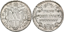 ITALY. Papal States. Clement XII (Lorenzo Corsini), 1730-1740. Testone (Silver, 30 mm, 8.45 g, 12 h), Rome, MDCCXXXV = 1735. CLEMENS - XII · P · M Tia...