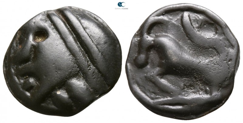 Gaul. The Sequani circa 70-50 BC. Cast Potin

16mm., 4,34g.

Male head left ...