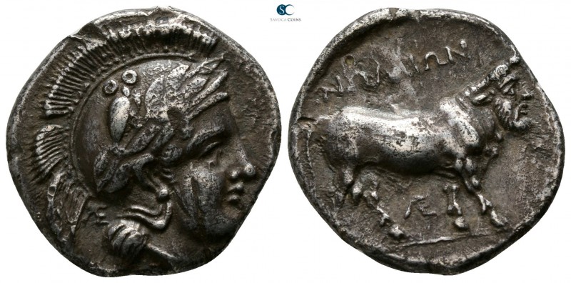 Campania. Nola circa 400-385 BC. 
Nomos AR

20mm., 7,06g.

Head of Athena t...