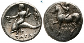 Calabria. Tarentum. ΦΙΛΩΤΑΣ (Philotas), ΔΙ- (Di-), magistrates circa 272-235 BC. Nomos AR
