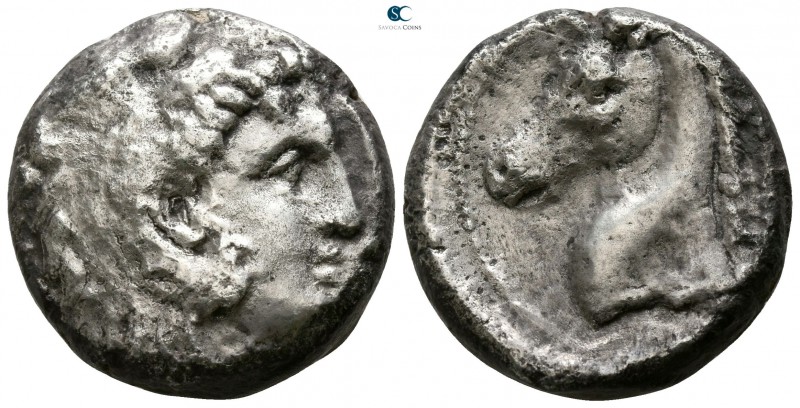 Sicily. Entella 300-289 BC. 
Tetradrachm AR

21mm., 15,45g.

Head of Herakl...
