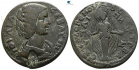 Lydia. Hypaipa  . Julia Domna AD 193-217. ΕΡΜΟΓΕΝΗΣ ΣΤΕΦ- (Hermogenes, son of Stef-), strategos. Bronze Æ