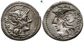 M. Vargunteius 130 BC. Brockage issue. Rome. Denarius AR