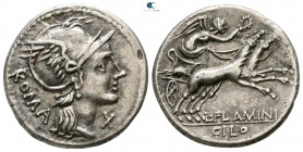 L. Flaminius Chilo 109-108 BC. Rome. Fourreè Denarius