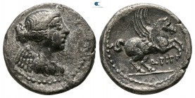 Q. Titius 90 BC. Rome. Quinarius AR