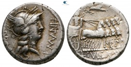 L. Sulla and L. Manlius Torquatus 82 BC. Mint moving with Sulla in Italy. Denarius AR