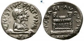 Augustus 27 BC-AD 14. Struck BC 19, by Q. Rustius moneyer. Rome. Denarius Æ