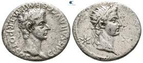 Caligula, with Divus Augustus AD 37. Lugdunum (Lyon). Denarius AR