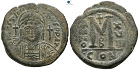Justinian I. AD 527-565. Dated RY 18=AD 544/5. Constantinople. 2nd officina. Follis Æ