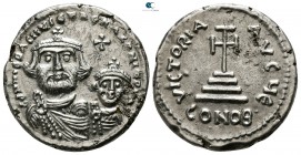 Heraclius with Heraclius Constantine AD 610-641. Contemporary imitation. Foureé Hexagram AR