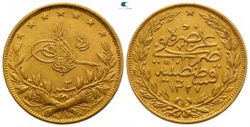 Ottoman Empire. Kostantaniye (Constantinople) mint. Mehmed V Reşad AD 1909-1918. AH 1327-1336. Dated RY 3=AD 1911 (AH 1327). 100 Kuruş AV