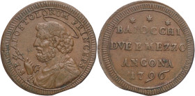 Pio VI (1775-1799) - Sanpietrino - Due Baiocchi e Mezzo - Ancona - 1796 - gr. 14,08

SPEDIZIONE SOLO IN ITALIA - SHIPPING ONLY IN ITALY