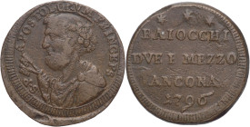 Pio VI (1775-1799) - Sanpietrino - Due Baiocchi e Mezzo - Ancona - 1796 - gr. 18,96

SPEDIZIONE SOLO IN ITALIA - SHIPPING ONLY IN ITALY