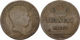 Regno delle Due Sicilie - Francesco I (1825-1830) 10 Tornesi 1825 - Zecca di Napoli - Gig.14b - Cu - gr.28,84 - Ø mm37,31

qMB 

SPEDIZIONE SOLO I...