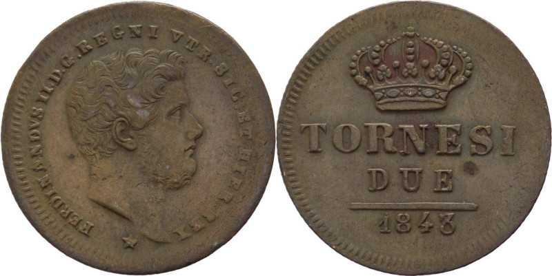 Regno delle Due Sicilie - Ferdinando II (1830-1859) 2 Tornesi 1843 - Zecca di Na...