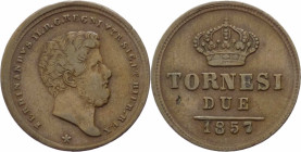 Regno delle Due Sicilie - Ferdinando II (1830-1859) 2 Tornesi 1857 - Zecca di Napoli - Pagani 441d - Cu - gr. 5.7

BB

SPEDIZIONE SOLO IN ITALIA