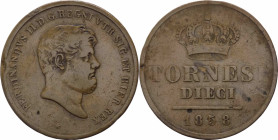 Regno delle Due Sicilie - Ferdinando II (1830-1859) 10 Tornesi 1858 - Zecca di Napoli - Gig.209 - Cu - gr.30,37 - Ø mm36,40

qBB

SPEDIZIONE SOLO ...