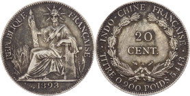 Indocina francese - 20 centimes 1893 - KM# 3 - Ag

BB 

SPEDIZIONE SOLO IN ITALIA - SHIPPING ONLY IN ITALY