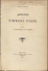 GNECCHI F. Appunti di Numismatica italiana N° XVI. Il ripostiglio di Cavriana. Milano, 1897. pp. 11, con ill. nel testo. brossura editoriale, buono st...