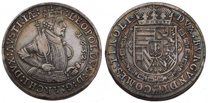 Austria, Leopold V, Thaler 1632 Czytelny talar austriacki. Awers: W otoku półpos...