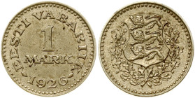 Estonia 1 Mark 1926 Obverse: National arms within wreath. Reverse: Denomination; date below. Nickel-Bronze. KM-5; Kaupo Laan-4