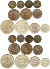 Estonia 1 - 50 Senti (1929-1936). Obverse: Three lions facing left divide the date. Reverse: Denomination. Bronze. Nickel brass. Lot of 11 Coins