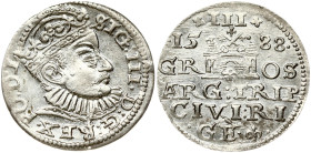 Poland 3 Groszy 1588 Riga. Sigismund III Vasa(1587-1632). Obverse: Crowned bust right. Reverse: Denomination/date/ Riga coat of arms/ legend in 4 line...
