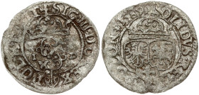 Poland 1 Solidus 1589 Olkusz. Sigismund III Waza (1587-1632). Obverse: Crowned monogram 'S'. Reverse: Arms below crowned two shields. Silver. Kop. 603