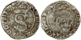 Poland 1 Solidus 1591 Poznan. Sigismund III Waza (1587-1632). Obverse: Crowned monogram 'S'. Reverse: Arms below crowned two shields. Silver. Kop. 614...
