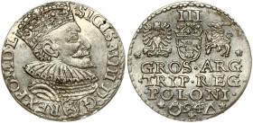 Poland 3 Groszy 1594 Malbork. Sigismund III Vasa (1587-1632). Obverse: Crowned bust right. Reverse: Value; divided date; symbols. Silver. Iger M.94.1....