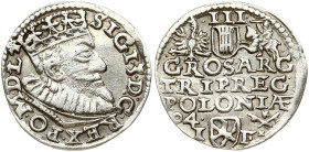 Poland 3 Groszy 1594 Wshowa. Sigismund III Vasa (1587-1632). Obverse: Crowned bust right. Reverse: Value; divided date; symbols and two-line inscripti...