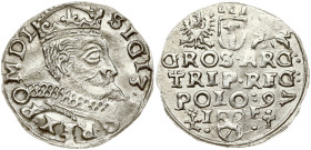 Poland 3 Groszy 1597 Olkusz. Sigismund III Vasa (1587-1632). Obverse: Crowned bust right. Reverse: Value; divided date; symbols and two-line inscripti...