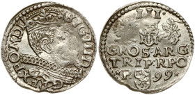 Poland 3 Groszy 1599 Poznan. Sigismund III Vasa (1587-1632). Obverse: Crowned bust right. Reverse: Value; divided date; symbols and two-line inscripti...
