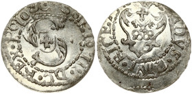 Poland 1 Solidus (1588-1620) Riga. Sigismund III Waza (1587-1632). Obverse: Large S monogram divides date. Reverse: Crowned arms. Silver. KM 5