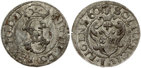 Poland 1 Solidus 1605? Riga. Sigismund III Waza (1587-1632). Obverse: Large S monogram divides date. Reverse: Crowned arms. Silver. KM 5