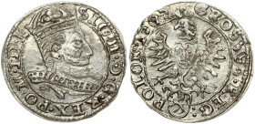 Poland 1 Grosz 1607 Krakow. Sigismund III Waza (1587-1632). Obverse: Crowned half-length bust right. Reverse: Eagle; lion in shield below; date in leg...