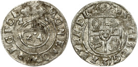 Poland 1/24 Thaler 1615 Bydgoszcz. Sigismund III Vasa (1587-1632). Obverse: Crowned shield. Reverse: 24 within orb dividing date. Silver. Nechitailo-Z...