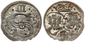 Poland 1 Ternar 1619 Krakow. Sigismund III Vasa (1587-1632). Obverse: Crowned large S; dividing date and initials. Reverse: Crown above two or three s...